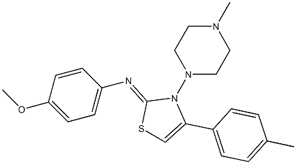 N-(4-methoxyphenyl)-N-(4-(4-methylphenyl)-3-(4-methyl-1-piperazinyl)-1,3-thiazol-2(3H)-ylidene)amine Struktur