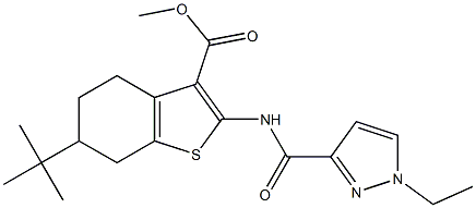 methyl 6-tert-butyl-2-{[(1-ethyl-1H-pyrazol-3-yl)carbonyl]amino}-4,5,6,7-tetrahydro-1-benzothiophene-3-carboxylate Struktur