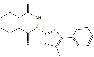 6-{[(5-methyl-4-phenyl-1,3-thiazol-2-yl)amino]carbonyl}-3-cyclohexene-1-carboxylic acid Struktur