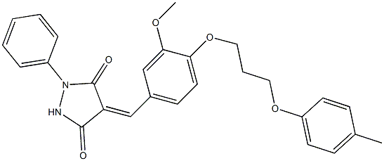 4-{3-methoxy-4-[3-(4-methylphenoxy)propoxy]benzylidene}-1-phenyl-3,5-pyrazolidinedione Struktur