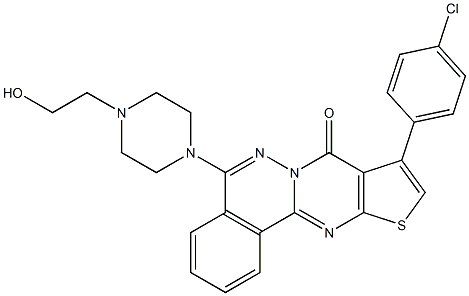 9-(4-chlorophenyl)-5-[4-(2-hydroxyethyl)-1-piperazinyl]-8H-thieno[2',3':4,5]pyrimido[2,1-a]phthalazin-8-one Struktur