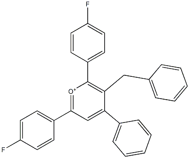 3-benzyl-2,6-bis(4-fluorophenyl)-4-phenylpyrylium Struktur