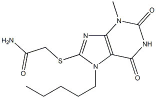 2-[(3-methyl-2,6-dioxo-7-pentyl-2,3,6,7-tetrahydro-1H-purin-8-yl)sulfanyl]acetamide Struktur