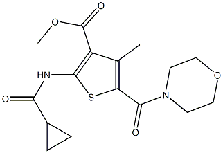 methyl 2-[(cyclopropylcarbonyl)amino]-4-methyl-5-(morpholin-4-ylcarbonyl)thiophene-3-carboxylate Struktur