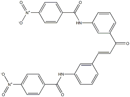 4-nitro-N-(3-{3-[3-({4-nitrobenzoyl}amino)phenyl]-3-oxo-1-propenyl}phenyl)benzamide Struktur