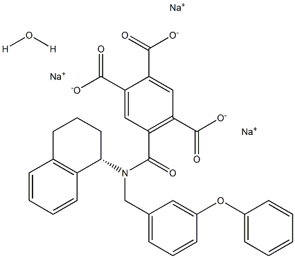 5-[[[(3-Phenoxyphenyl)methyl][(1S)-1,2,3,4-tetrahydro-1-naphthalenyl]amino]carbonyl]-1,2,4-benzenetricarboxylic  acid  hydrate  sodium  salt Struktur