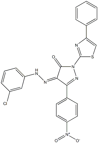 3-(4-nitrophenyl)-1-(4-phenyl-1,3-thiazol-2-yl)-1H-pyrazole-4,5-dione 4-[N-(3-chlorophenyl)hydrazone] Struktur