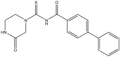 N-[(3-oxo-1-piperazinyl)carbothioyl][1,1'-biphenyl]-4-carboxamide Struktur