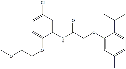 N-[5-chloro-2-(2-methoxyethoxy)phenyl]-2-(2-isopropyl-5-methylphenoxy)acetamide Struktur