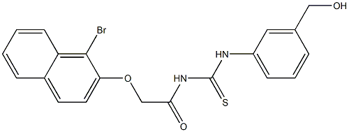 N-{2-[(1-bromo-2-naphthyl)oxy]acetyl}-N'-[3-(hydroxymethyl)phenyl]thiourea Struktur