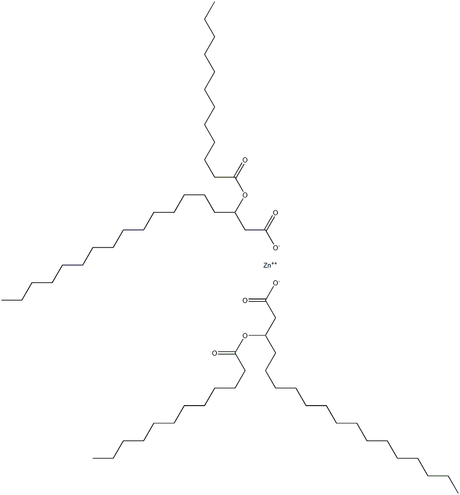 Bis(3-dodecanoyloxyoctadecanoic acid)zinc salt Struktur