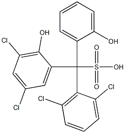 (2,6-Dichlorophenyl)(3,5-dichloro-2-hydroxyphenyl)(2-hydroxyphenyl)methanesulfonic acid Struktur