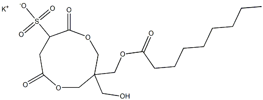 1-(Nonanoyloxymethyl)-1-(hydroxymethyl)-4,7-dioxo-3,8-dioxacyclononane-6-sulfonic acid potassium salt Struktur