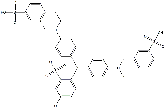 5-Hydroxy-2-[4,4'-bis(N-ethyl-3-sulfobenzylamino)benzhydryl]benzenesulfonic acid Struktur