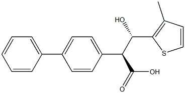 (2S,3S)-2-(4-Phenylphenyl)-3-hydroxy-3-(3-methyl-2-thienyl)propionic acid Struktur