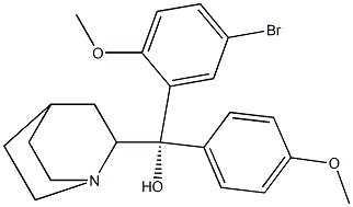 (S)-(Quinuclidin-2-yl)(p-methoxyphenyl)(2-methoxy-5-bromophenyl)methanol Struktur