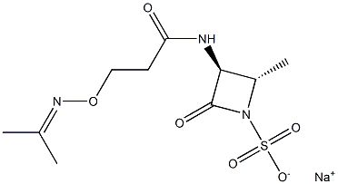 (3S,4S)-4-Methyl-2-oxo-3-[3-(1-methylethylidene)aminooxypropionylamino]azetidine-1-sulfonic acid sodium salt Struktur