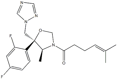 (4S,5S)-5-(2,4-Difluorophenyl)-4-methyl-3-(5-methyl-4-hexenoyl)-5-[(1H-1,2,4-triazol-1-yl)methyl]oxazolidine Struktur