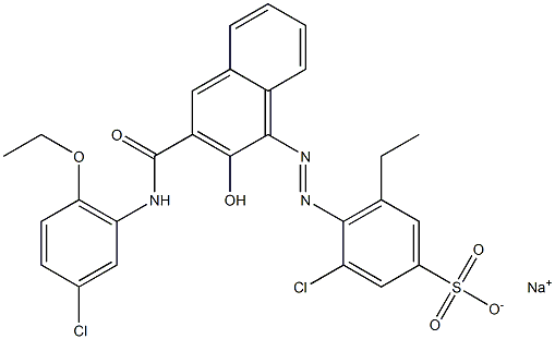 3-Chloro-5-ethyl-4-[[3-[[(3-chloro-6-ethoxyphenyl)amino]carbonyl]-2-hydroxy-1-naphtyl]azo]benzenesulfonic acid sodium salt Struktur