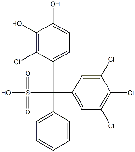 (2-Chloro-3,4-dihydroxyphenyl)(3,4,5-trichlorophenyl)phenylmethanesulfonic acid Struktur