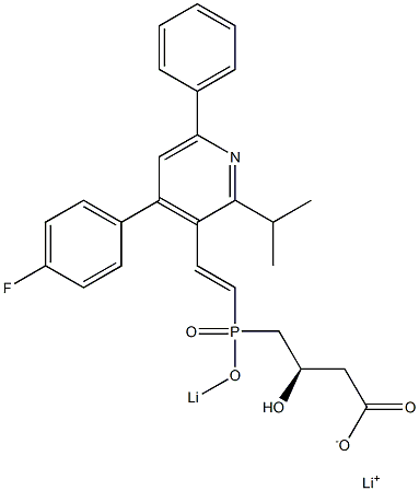 (3R)-4-[[(E)-2-[4-(4-Fluorophenyl)-2-isopropyl-6-phenyl-3-pyridinyl]ethenyl]lithiooxyphosphinyl]-3-hydroxybutyric acid lithium salt Struktur