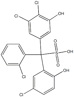 (2-Chlorophenyl)(3-chloro-6-hydroxyphenyl)(3,4-dichloro-5-hydroxyphenyl)methanesulfonic acid Struktur