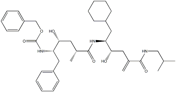 (4S,5S)-6-Cyclohexyl-5-[[(2R,4R,5S)-6-phenyl-5-(benzyloxycarbonylamino)-4-hydroxy-2-methylhexanoyl]amino]-4-hydroxy-2-methylene-N-(2-methylpropyl)hexanamide Struktur