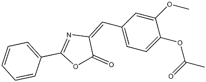 4-(3-Methoxy-4-acetoxybenzylidene)-2-phenyl-2-oxazoline-5-one Struktur