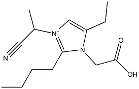 3-(1-Cyanoethyl)-2-butyl-5-ethyl-1-(carboxymethyl)-1H-imidazol-3-ium Struktur