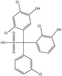 (3-Chlorophenyl)(2-chloro-3-hydroxyphenyl)(2,4-dichloro-5-hydroxyphenyl)methanesulfonic acid Struktur