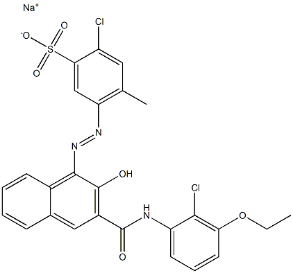 2-Chloro-4-methyl-5-[[3-[[(2-chloro-3-ethoxyphenyl)amino]carbonyl]-2-hydroxy-1-naphtyl]azo]benzenesulfonic acid sodium salt Struktur