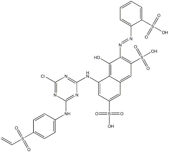 5-[[4-Chloro-6-[[4-(ethenylsulfonyl)phenyl]amino]-1,3,5-triazin-2-yl]amino]-4-hydroxy 3-[(2-sulfophenyl)azo]-2,7-naphthalenedisulfonic acid Struktur