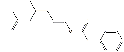 Phenylacetic acid 4,6-dimethyl-1,6-octadienyl ester Struktur