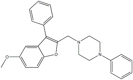 4-[(5-Methoxy-3-phenylbenzofuran-2-yl)methyl]-1-phenylpiperazine Struktur