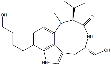 (2S,5S)-1,2,4,5,6,8-Hexahydro-9-(4-hydroxybutyl)-5-hydroxymethyl-2-isopropyl-1-methyl-3H-pyrrolo[4,3,2-gh]-1,4-benzodiazonin-3-one Struktur