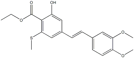 4-[(E)-2-(3,4-Dimethoxyphenyl)ethenyl]-2-hydroxy-6-(methylthio)benzoic acid ethyl ester Struktur