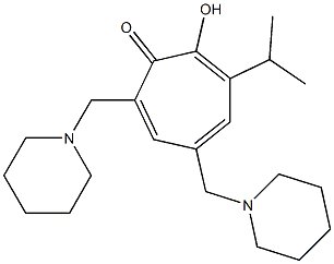 2-Hydroxy-3-isopropyl-5,7-bis(piperidinomethyl)-2,4,6-cycloheptatrien-1-one Struktur