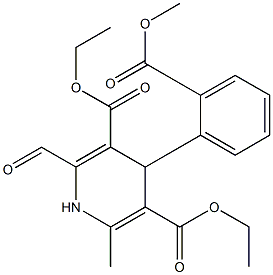 4-(2-Methoxycarbonylphenyl)-2-formyl-6-methyl-1,4-dihydropyridine-3,5-dicarboxylic acid diethyl ester Struktur