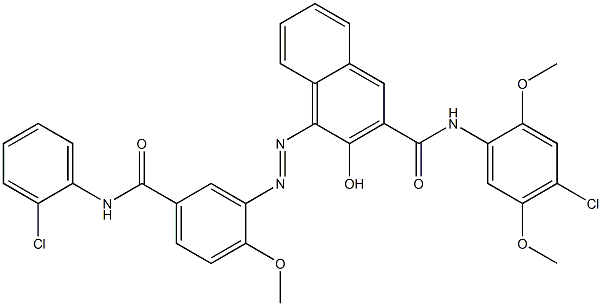 N-(4-Chloro-2,5-dimethoxyphenyl)-4-[5-(2-chlorophenylcarbamoyl)-2-methoxyphenylazo]-3-hydroxy-2-naphthamide Struktur