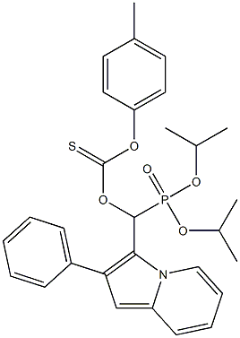 Thiocarbonic acid O-[(2-phenylindolizin-3-yl)[bis(isopropyloxy)phosphinyl]methyl]O-(4-methylphenyl) ester Struktur