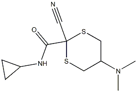 2-Cyano-5-(dimethylamino)-N-cyclopropyl-1,3-dithiane-2-carboxamide Struktur