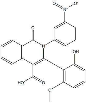 2-(3-Nitrophenyl)-3-(2-hydroxy-6-methoxyphenyl)-1-oxo-1,2-dihydroisoquinoline-4-carboxylic acid Struktur