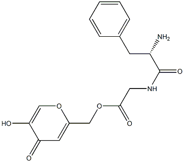 N-(L-Phenylalanyl)glycine [(4-oxo-5-hydroxy-4H-pyran-2-yl)methyl] ester Struktur