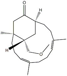 (1S,12S,15S)-15-(Methoxymethyl)-1,5,9-trimethylbicyclo[10.2.2]hexadeca-4,8-dien-13-one Struktur