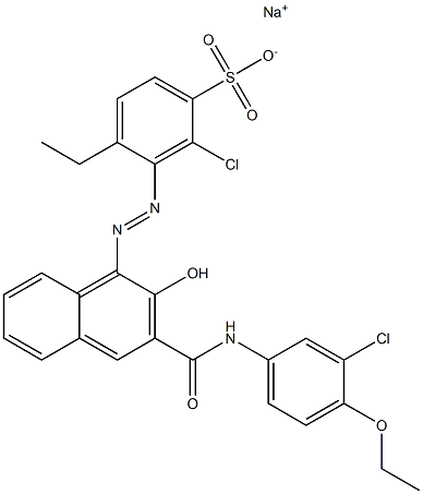 2-Chloro-4-ethyl-3-[[3-[[(3-chloro-4-ethoxyphenyl)amino]carbonyl]-2-hydroxy-1-naphtyl]azo]benzenesulfonic acid sodium salt Struktur