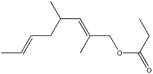 Propionic acid 2,4-dimethyl-2,6-octadienyl ester Struktur