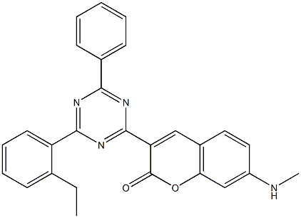 3-[6-Phenyl-4-(2-ethylphenyl)-1,3,5-triazin-2-yl]-7-(methylamino)coumarin Struktur