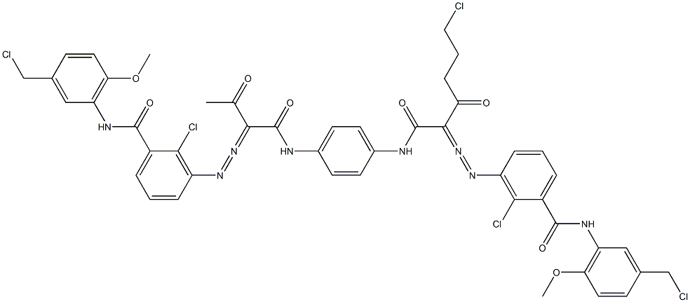 3,3'-[2-(2-Chloroethyl)-1,4-phenylenebis[iminocarbonyl(acetylmethylene)azo]]bis[N-[3-(chloromethyl)-6-methoxyphenyl]-2-chlorobenzamide] Struktur