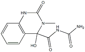 N-Carbamoyl-4-hydroxy-3-methyl-2-oxo-1,2,3,4-tetrahydroquinazoline-4-carboxamide Struktur