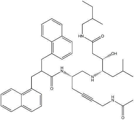 (3S,4S)-4-[[(2S)-2-[2,2-Bis(1-naphthalenylmethyl)-1-oxoethylamino]-6-acetylamino-4-hexynyl]amino]-3-hydroxy-6-methyl-N-(2-methylbutyl)heptanamide Struktur